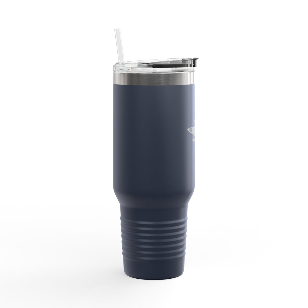 '111' Insulated Travel Mug — 40oz Stainless Tumbler with Handle & Straw