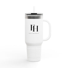 Load image into Gallery viewer, &#39;FH&#39; Monogram Insulated Travel Mug — 40oz Stainless Tumbler with Handle &amp; Straw