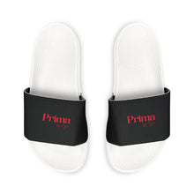 Load image into Gallery viewer, Youth Slide Sandals — Custom Black Strap with Red Text