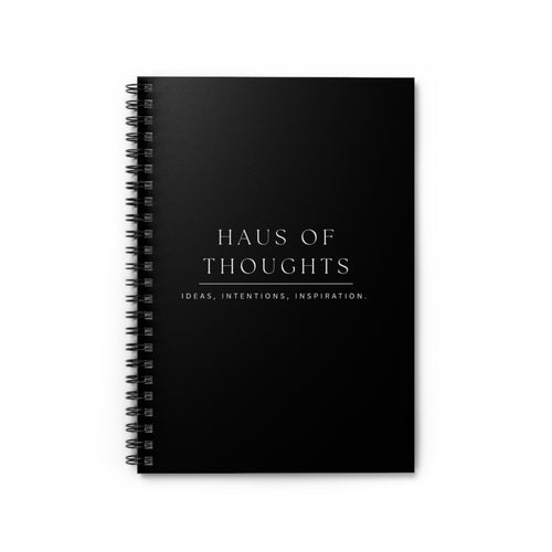 Notebook — 'Haus of Thoughts' Minimalist Spiral Journal (Ruled)