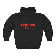 Load image into Gallery viewer, Black Full-Zip Hoodie — 'The Ballerina Club' Red Logo