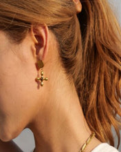 Load image into Gallery viewer, 18K Gold Cross Drop Earrings