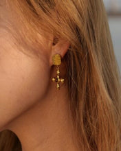 Load image into Gallery viewer, 18K Gold Cross Drop Earrings