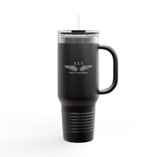 '111' Insulated Travel Mug — 40oz Stainless Tumbler with Handle & Straw