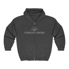 Load image into Gallery viewer, &#39;Starseed Energy&#39; — Minimal White Logo Full‑Zip Sweatshirt